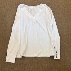 White Eyelet Long Sleeve Top (New without tag)